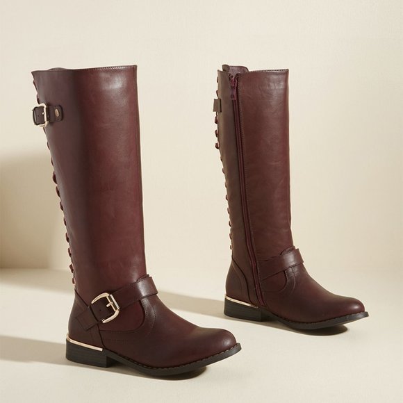 Wanted Lounge Lace-Back Riding Boots sz 9 Burgundy - Picture 14 of 16